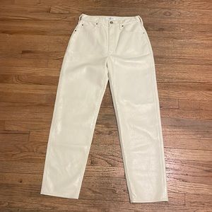High waisted white shiny leather pants by Frame Denim size 27